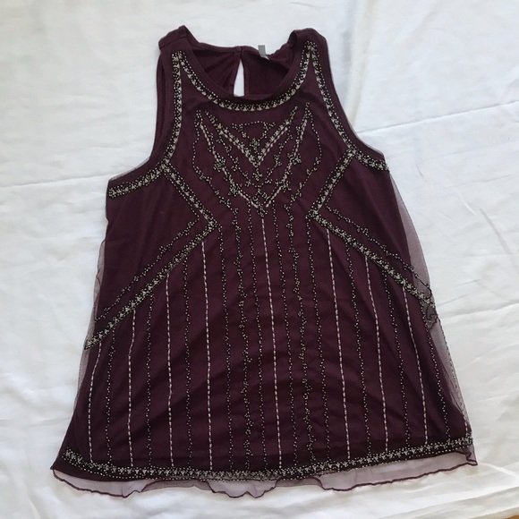 Vanity Tops - Plum Vanity Jeweled Tank Top